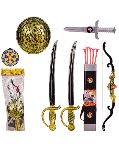 Пиратский набор 7161 2 меча, щит, нож, лук, стрелы, в пакете 68*20 см