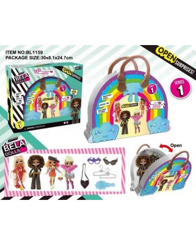 Игровой набор кукла Bella Dolls BL1159 сумка д/ девочек  в кот. кукла 17,5см + сюрпризы: одежда