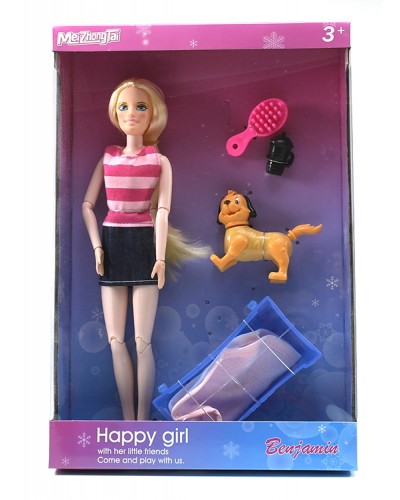 Кукла типа "Барби" MZT9011 2 вида, шарнирная, с плавающей собачкой, батар., в кор.