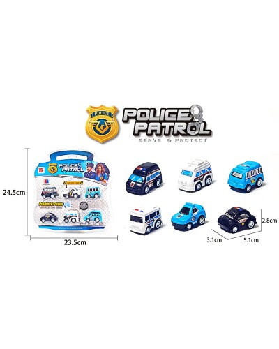 Набор транспорта инерц. Police Patrol DYB168-312  6 машинок в комплекте, под слюдой 24,5*23,5см