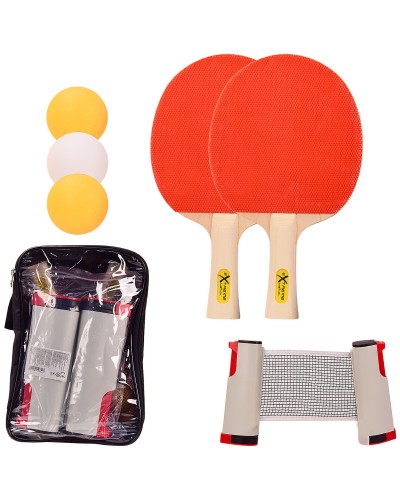 Теннис настольный TT2136 2 ракетки, 3 мячика ABS, с сеткой в чехле (толщина 6 мм )р-р упаковки – 28