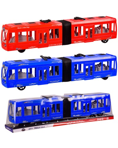 Троллейбус KX905-10 инерц., 2 цвета, р-р игрушки 48*7*10 см, под слюдой 50*9*12 см