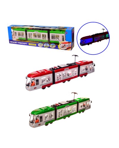 Трамвай K1114 2 цвета, батар., в кор. – 48.5*8*13.5 см, р-р игрушки – 46*5.5*9.5 см 