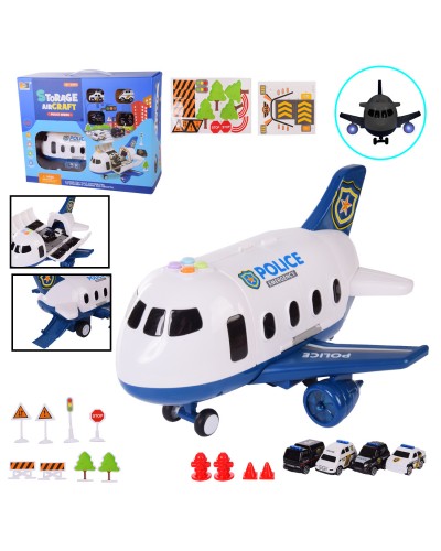 Игровой набор HS8004C Самолет, внутри транспорт, в кор. – 39*14.5*31 см, р-р игрушки – 30*29*18 см