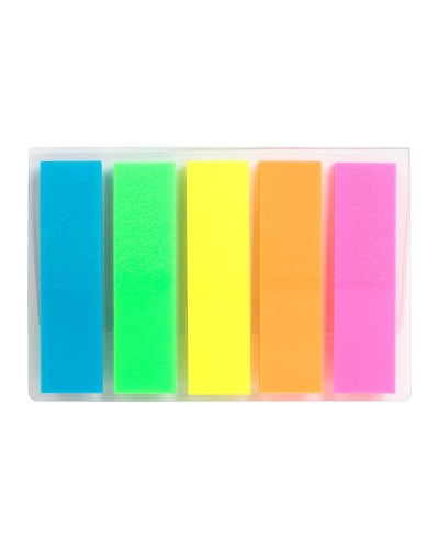 Закладка неонова 5 кольорів 12х45мм, 125 шт, прямокутна